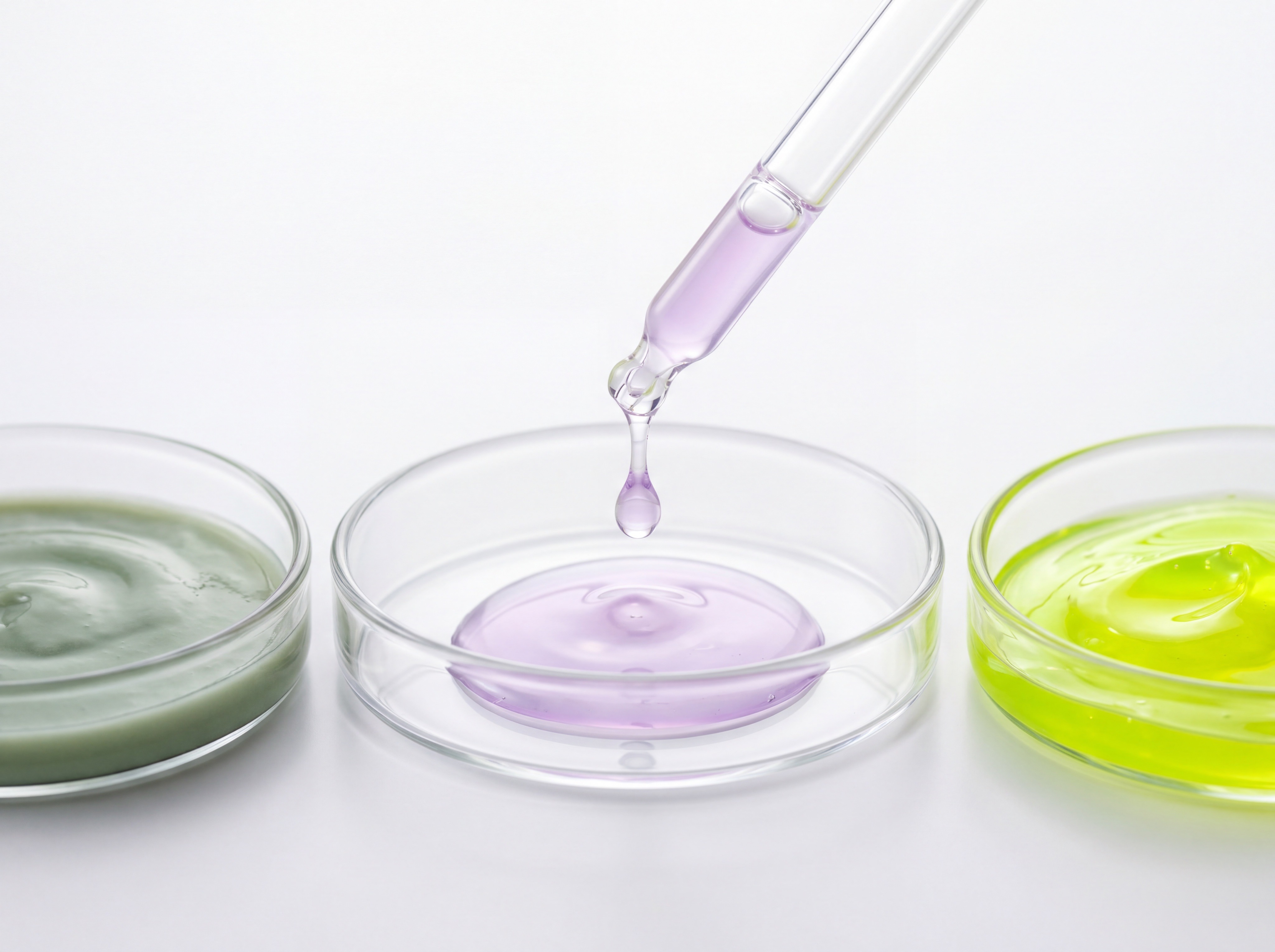 Pipette dropping formula into petri dishes